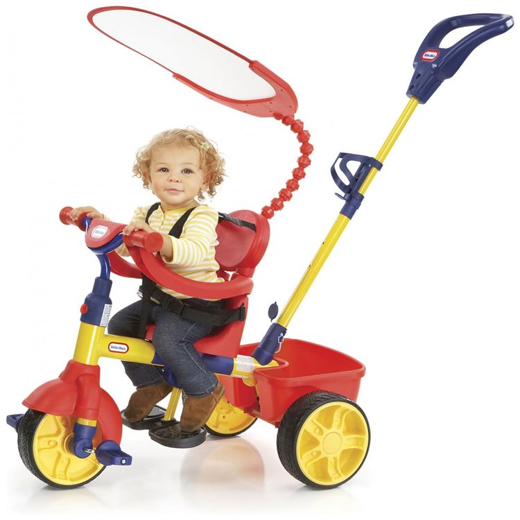 Triciclo-Reclinavel-Infantil-para-Passeio-com-Sombreiro-e-foto-3