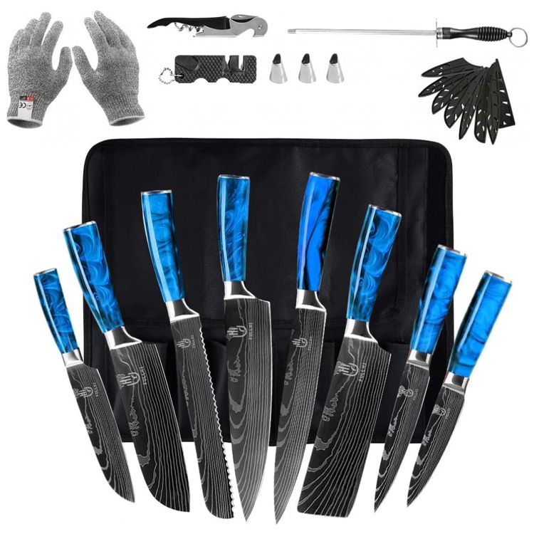 Conjunto-de-Facas-em-Aco-Inoxidavel-14-Pecas-FULLHI-Azul-foto-0