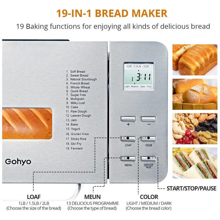 Maquina-de-pao-19-em-1-maquina-de-fazer-pao-2-LB-com-opcoes-foto-1