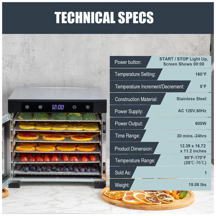 Desidratador-de-Alimentos-com-6-Bandejas-e-Controle-de-foto-2