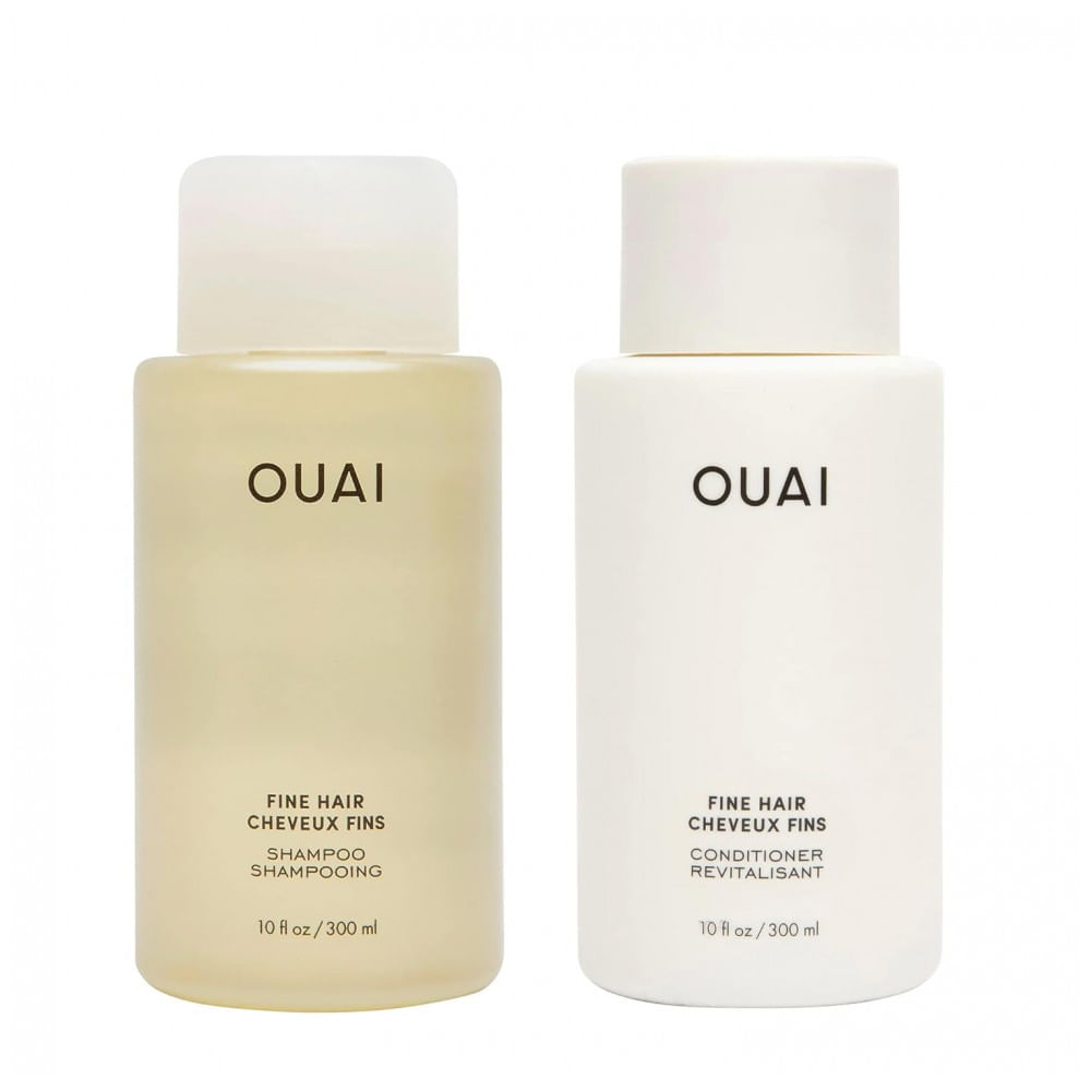 Shampoo e Condicionador 295 ml sem Sulfato para Cabelos Finos, OUAI, Branco