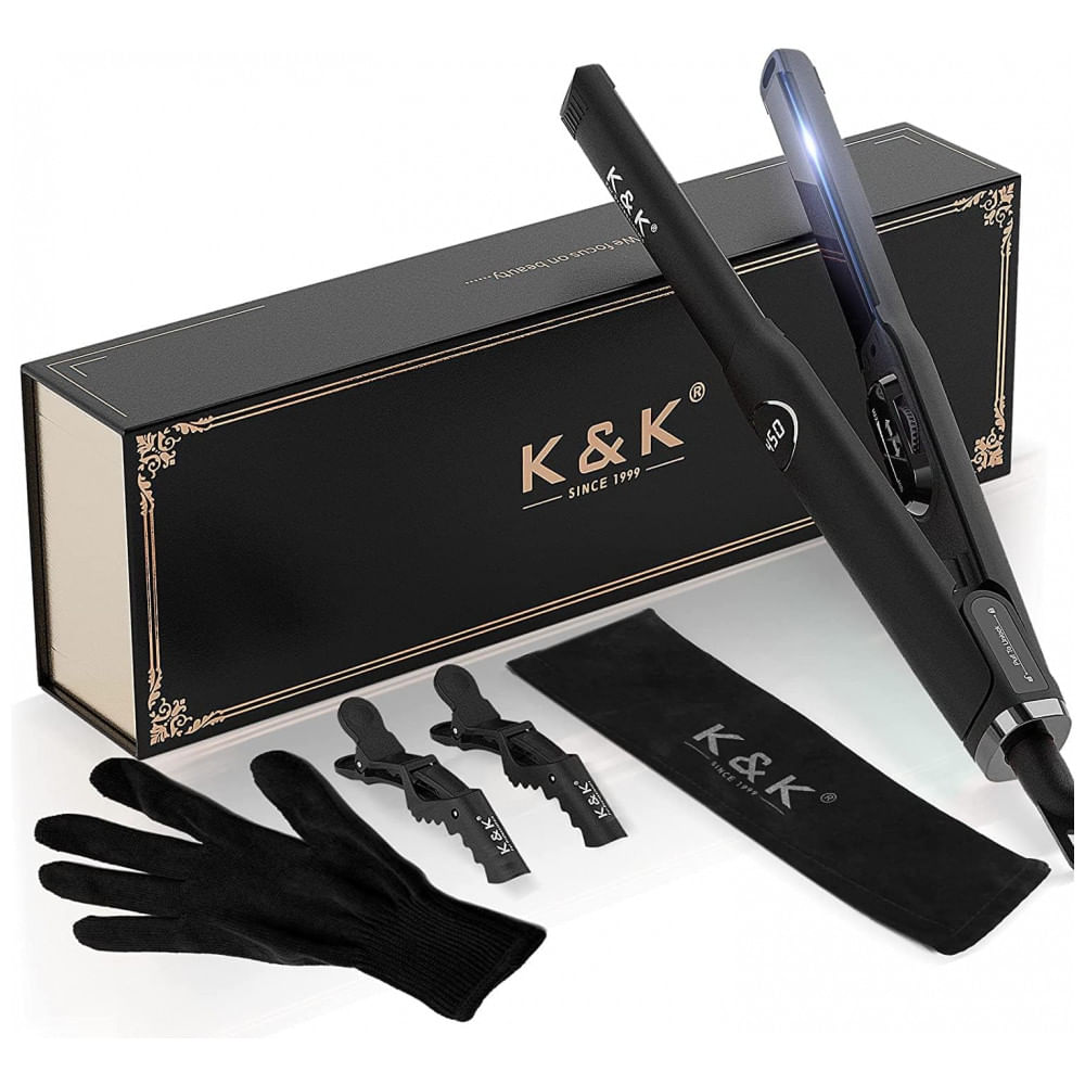 Chapinha Prancha de Cabelo Profissional com Temperatura Ajustável e Desligamento Automático, Bivolt, KK, Preto