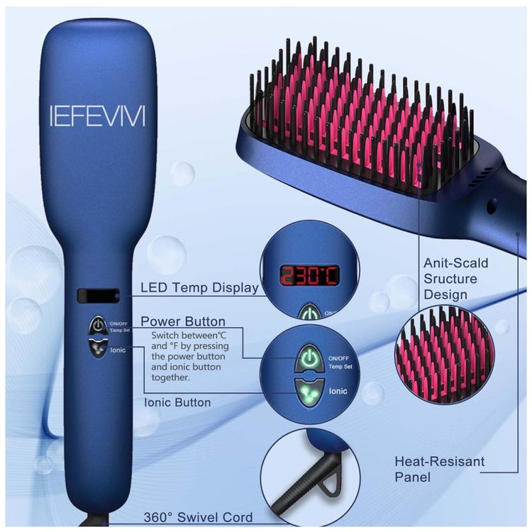 Escova-Alisadora-2-em-1-Seca-e-Modela-110v-IEFEVIVI-Azul-foto-2