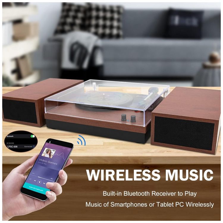 Vitrola-Toca-Discos-Retro-com-3-Velocidades-Bluetooth-e-foto-2