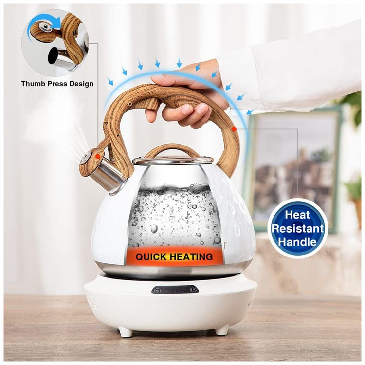 Chaleira-de-Cha-2.7L-em-Aco-Inoxidavel-com-Apito-Branca-foto-2