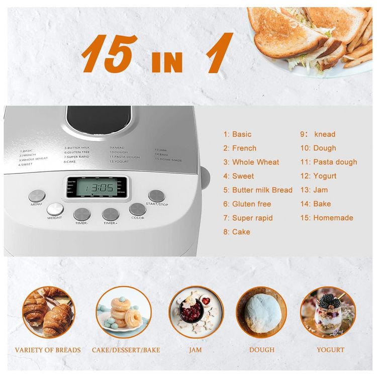 Panificadora-Automatica-ate-1.3-kg-com-15-Predefinicoes-850W-foto-3