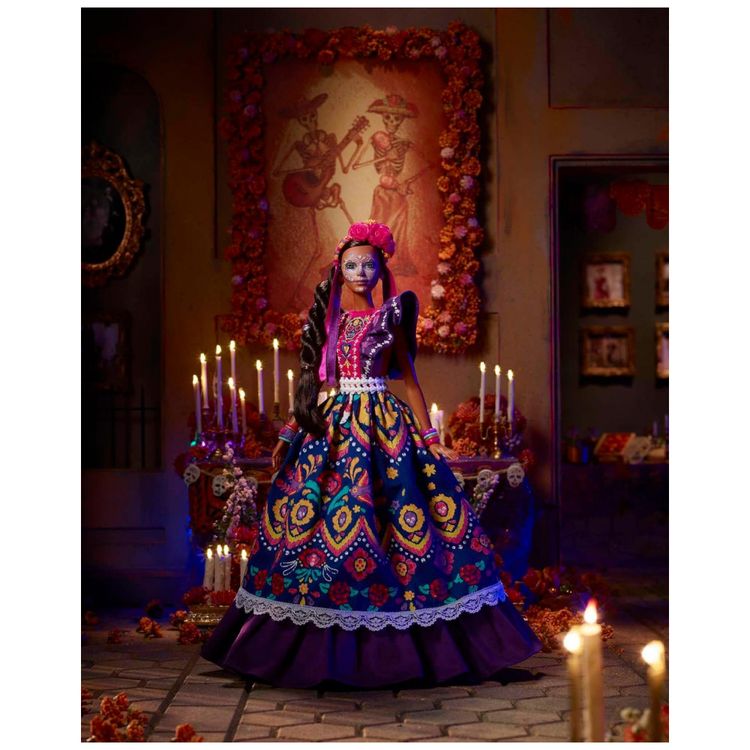 Dia-De-Muertos-com-Vestido-Tradicional-de-Babados-Coroa-de-foto-1