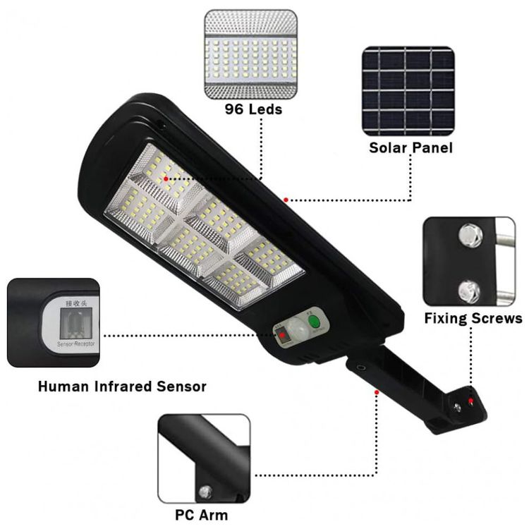Luminaria-Solar-Externa-96-LED-com-Sensor-de-Movimento-e-foto-2