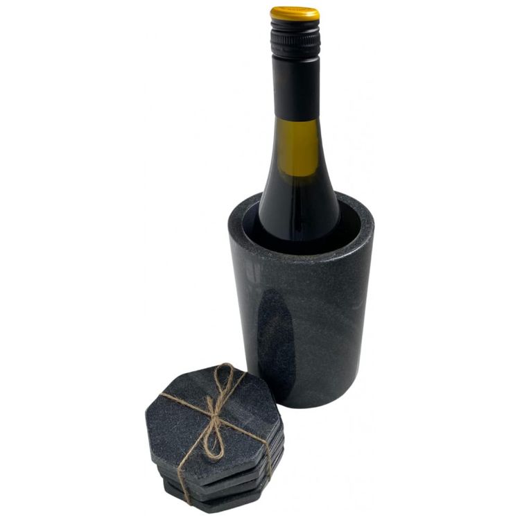 Porta-Garrafa-Termico-para-Vinho-em-Marmore-BARABARA-Preto-foto-0
