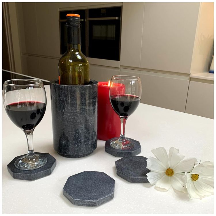 Porta-Garrafa-Termico-para-Vinho-em-Marmore-BARABARA-Preto-foto-1