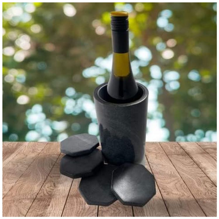 Porta-Garrafa-Termico-para-Vinho-em-Marmore-BARABARA-Preto-foto-2