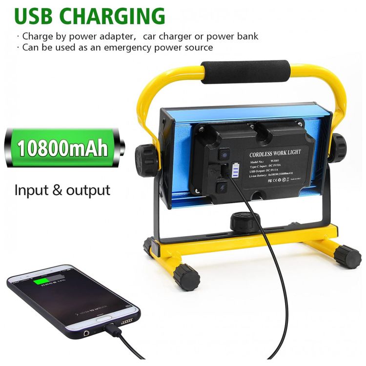 Luz-de-Trabalho-Portatil-7000-Lumens-100W-Recarregavel-USB-a-foto-2