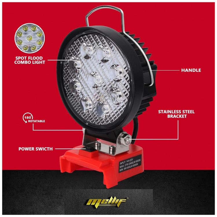Luz-de-trabalho-LED-27W-2400LM-Alimentada-por-Bateria-foto-1
