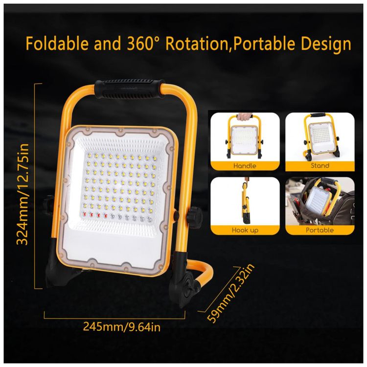 Luz-de-trabalho-LED-Portatil-50W-5000-Lumens-Recarregavel-foto-4