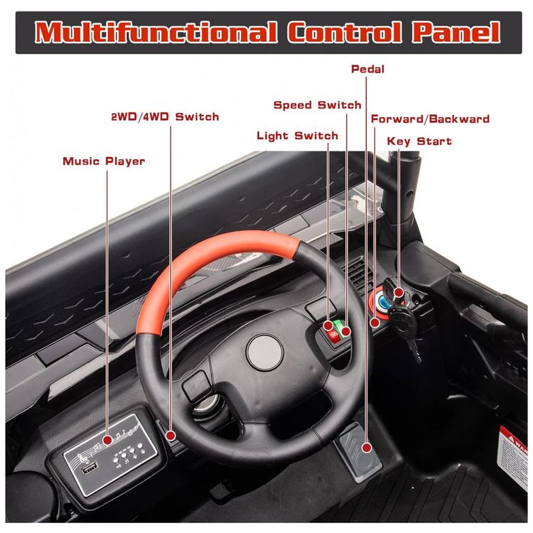 Carro-Eletrico-Infantil-a-Bateria-12V-2-Assentos-com-3-foto-2