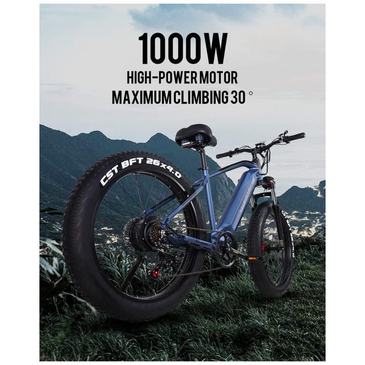Bicicleta-Eletrica-com-Freio-a-Disco-e-Luz-Dianteira-1000W-foto-4