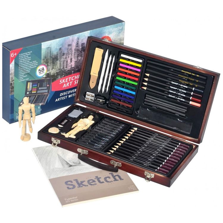 Kit-Lapis-de-Cor-Profissional-com-Maleta-de-Madeira-58-pecas-foto-0