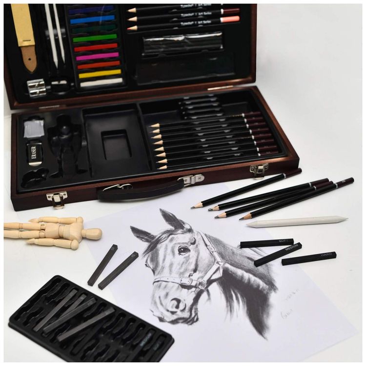 Kit-Lapis-de-Cor-Profissional-com-Maleta-de-Madeira-58-pecas-foto-2