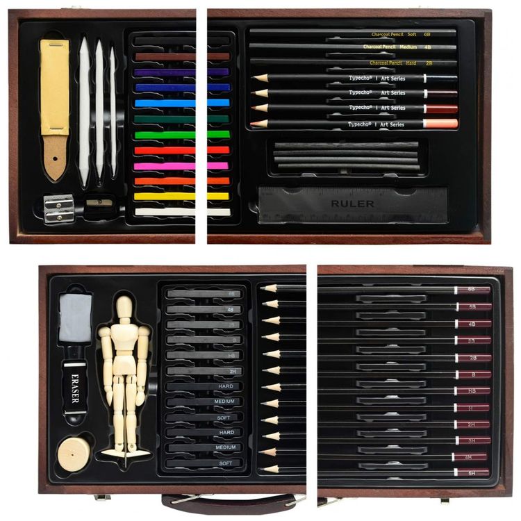 Kit-Lapis-de-Cor-Profissional-com-Maleta-de-Madeira-58-pecas-foto-4