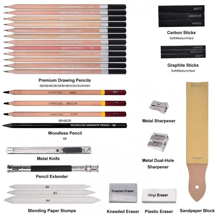 Kit-Lapis-de-Cor-Profissional-Sketching-com-Estojo-33-pecas-foto-2