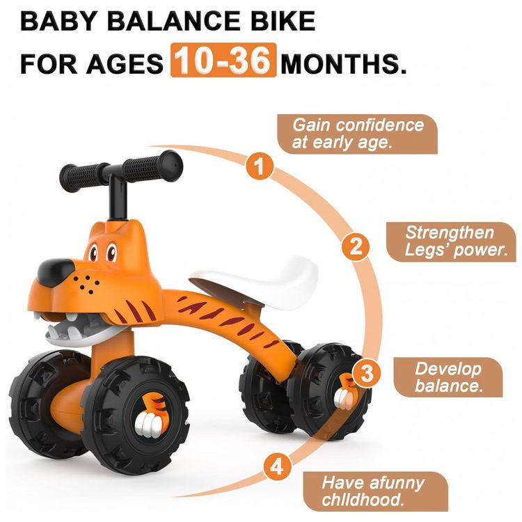 Bicicleta-sem-Pedal-Infantil-Tigre-com-4-Rodas-para-Criancas-foto-1