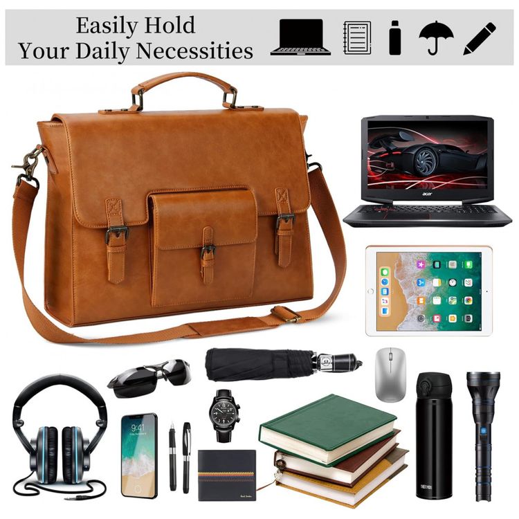Bolsa-Maleta-de-Couro-Sintetico-Unissex-para-Laptop-KTMOUW-foto-1