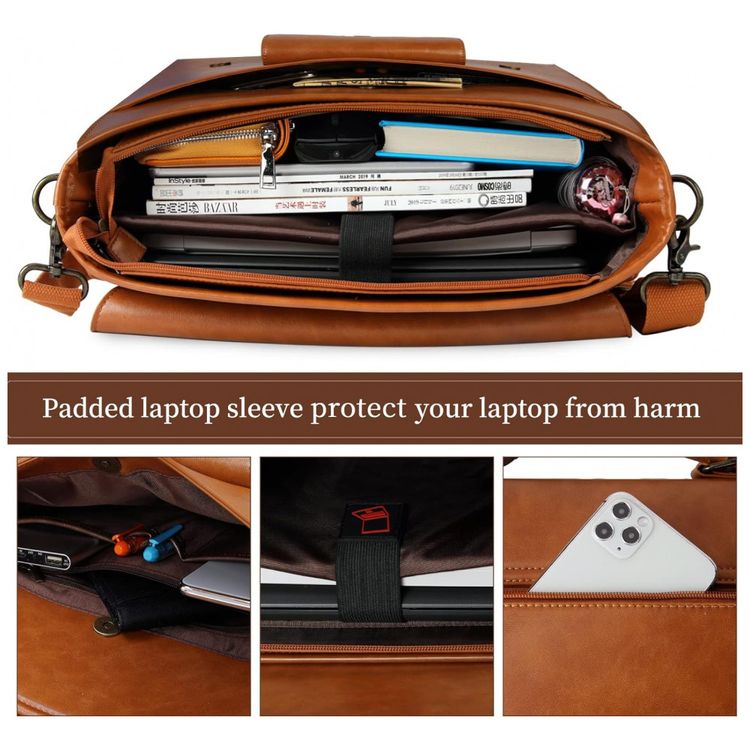 Bolsa-Maleta-de-Couro-Sintetico-Unissex-para-Laptop-KTMOUW-foto-2