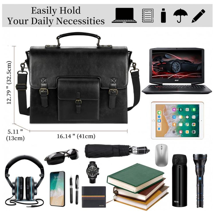 Bolsa-Maleta-de-Couro-Sintetico-Unissex-para-Laptop-KTMOUW-foto-4