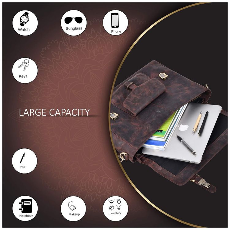 Bolsa-Maleta-de-Couro-Unissex-para-Laptop-ESTALON-Marrom-foto-1