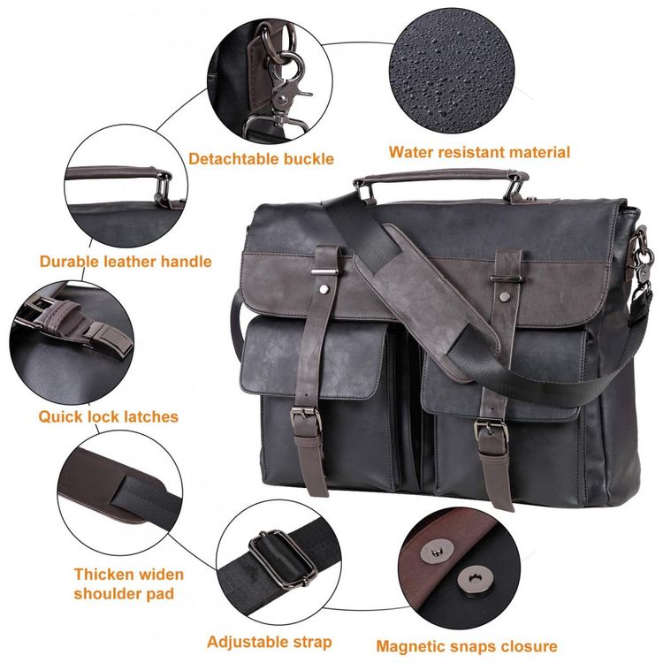 Bolsa-Maleta-de-Couro-Sintetico-Unissex-para-Laptop-foto-4