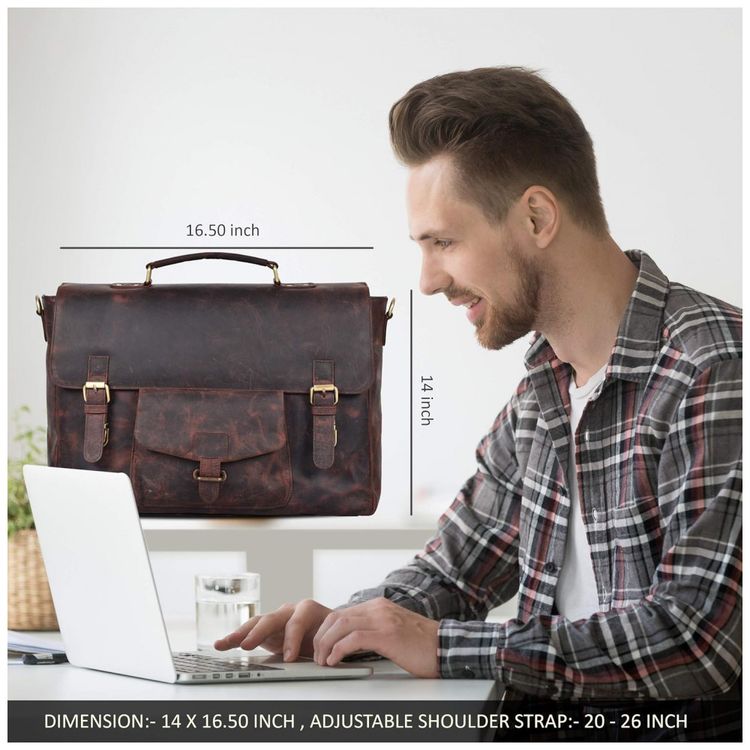 Bolsa-Maleta-de-Couro-Unissex-para-Laptop-ESTALON-Marrom-foto-3