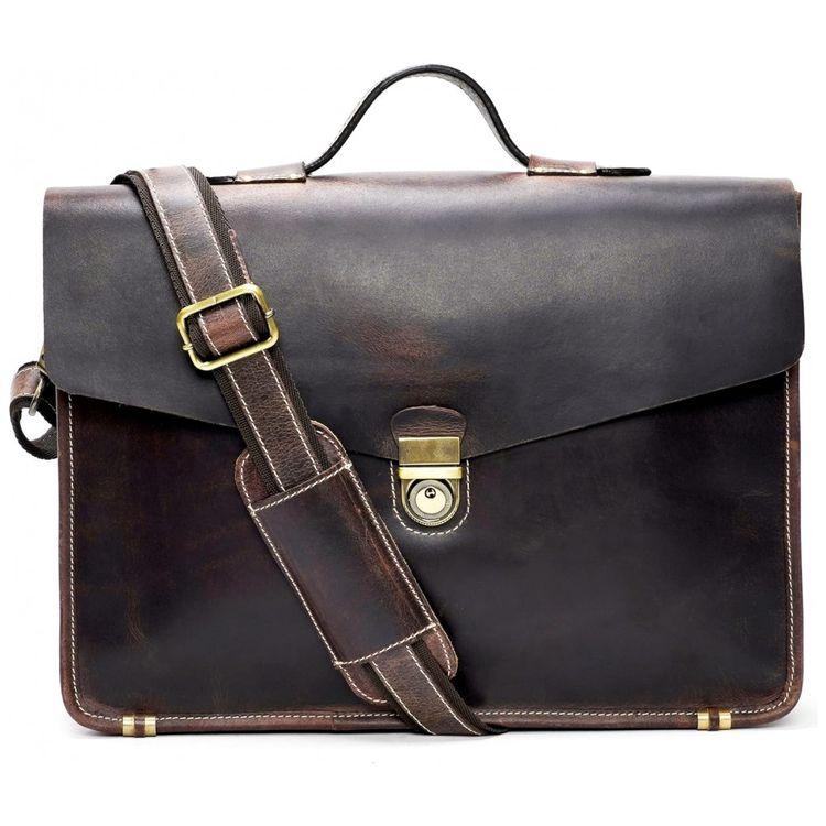 Bolsa-Maleta-de-Couro-Unissex-para-Laptop-LUXEORIA-Marrom-foto-0