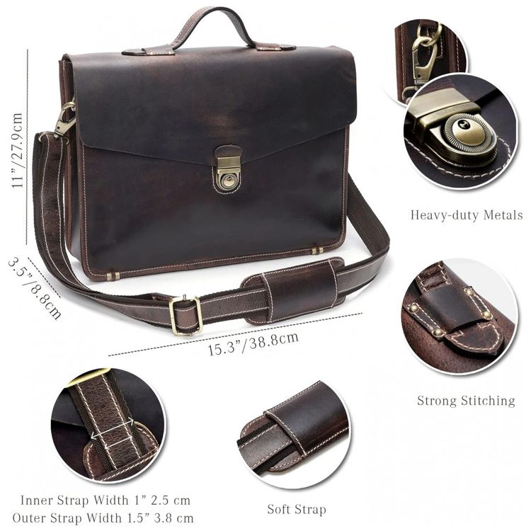 Bolsa-Maleta-de-Couro-Unissex-para-Laptop-LUXEORIA-Marrom-foto-2