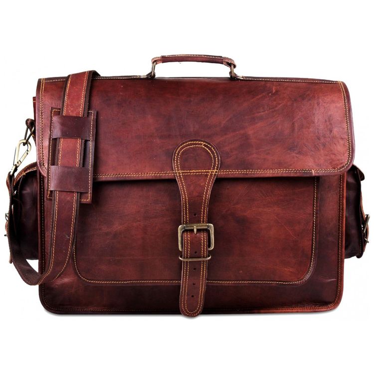 Bolsa-Maleta-de-Couro-Unissex-para-Laptop-HULSH-Marrom-foto-2