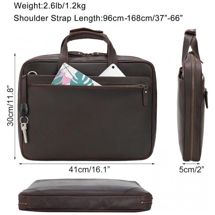 Bolsa-Maleta-de-Couro-Unissex-para-Laptop-MASA-KAWA-Marrom-foto-1