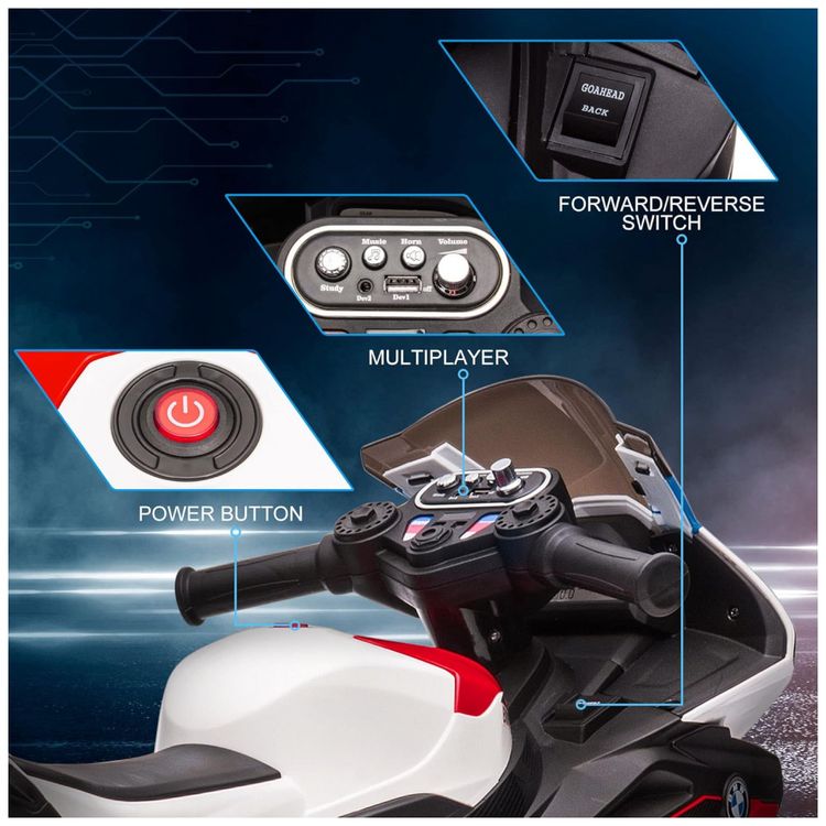 Moto-Eletrica-Infantil-BMW-a-Bateria-6V-3-Rodas-com-Sons-e-foto-5
