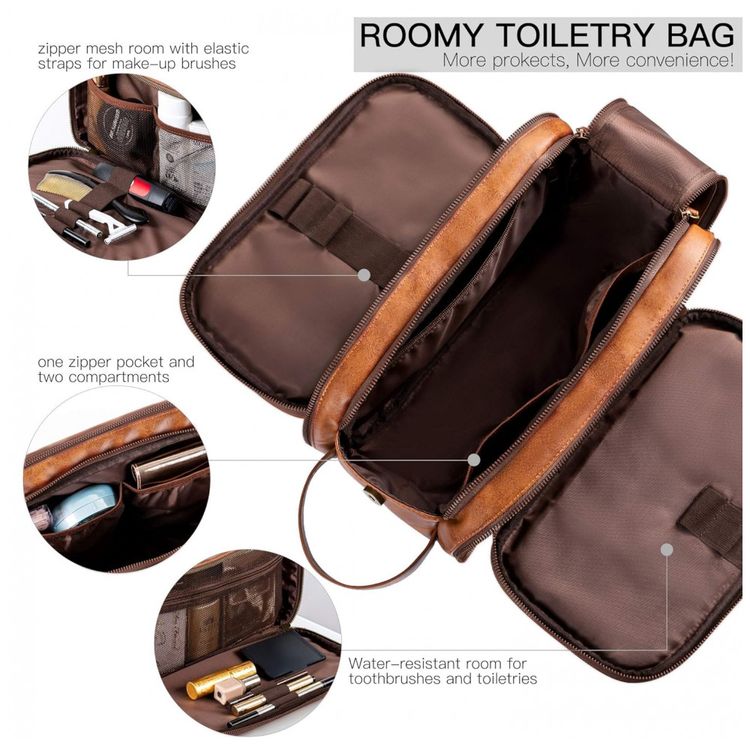 Necessaire-Masculina-de-Couro-ELVIROS-Marrom-Claro-foto-2