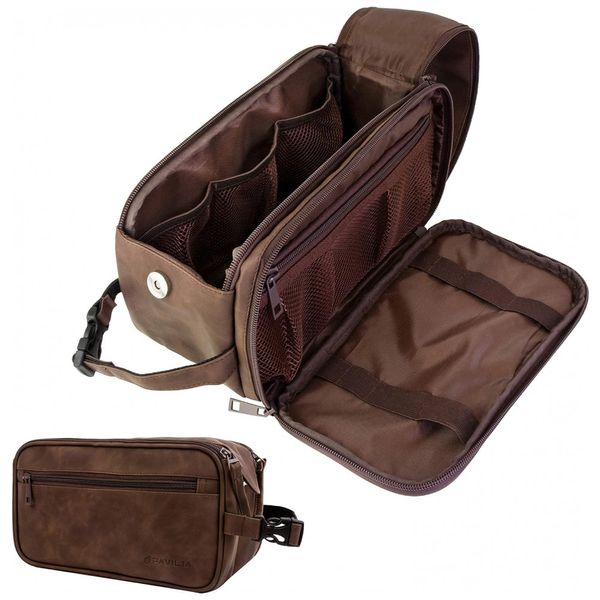 Necessaire-Masculina-de-Couro-PAVILIA-Marrom-Escuro-foto-0