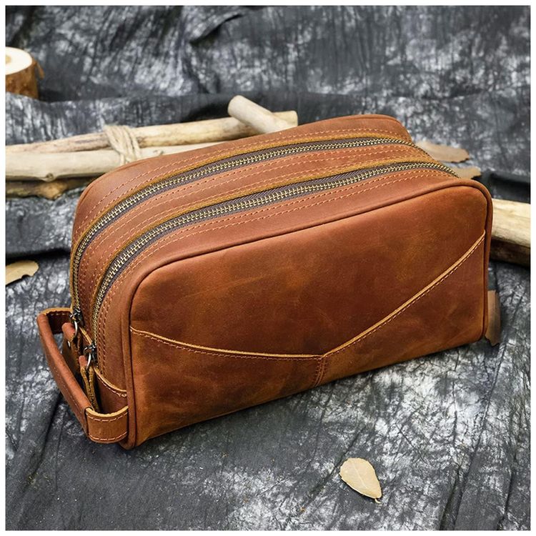 Necessaire-Masculina-de-Couro-RC-ROCKCOW-Marrom-Claro-foto-2