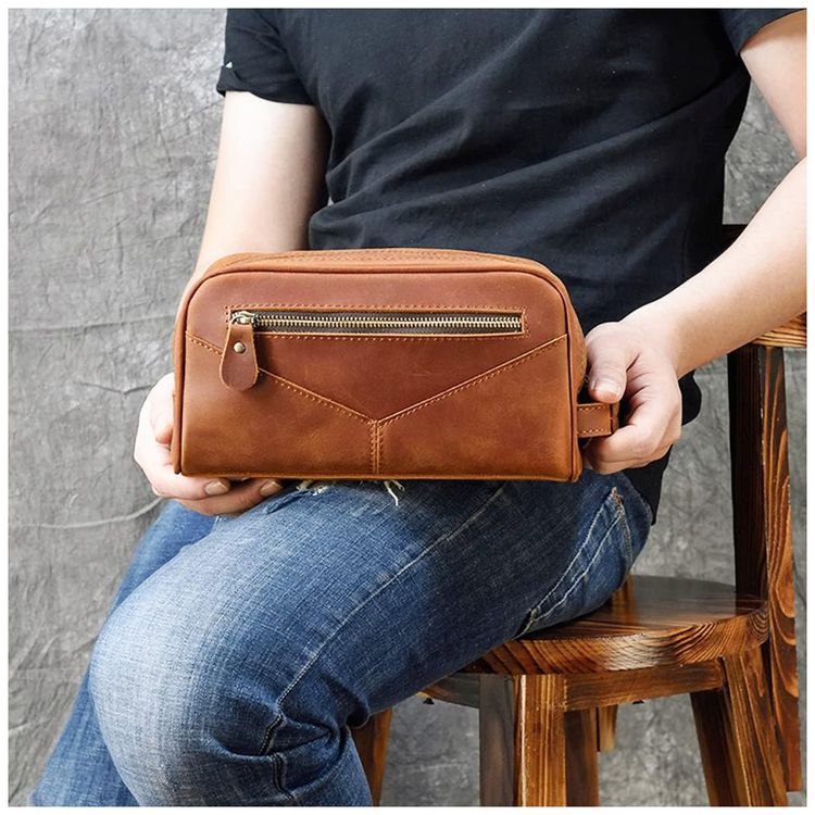 Necessaire-Masculina-de-Couro-RC-ROCKCOW-Marrom-Claro-foto-4