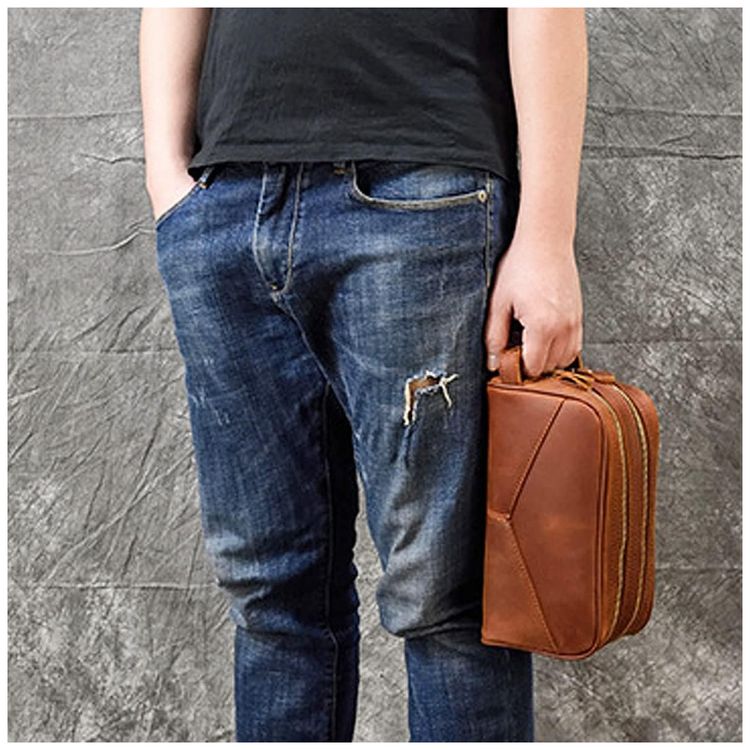 Necessaire-Masculina-de-Couro-RC-ROCKCOW-Marrom-Claro-foto-5