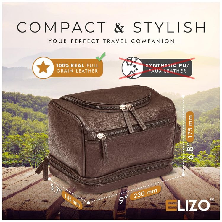 Necessaire-Masculina-de-Couro-ELIZO-Marrom-Claro-foto-1
