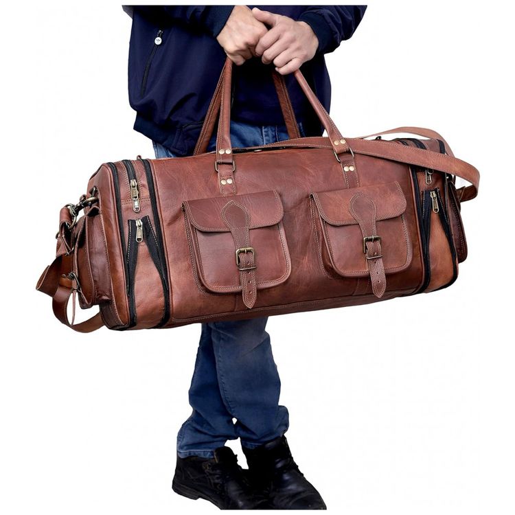 Bolsa-de-Viagem-Masculina-Classica-de-Couro-C-CUERO-Marrom-foto-3