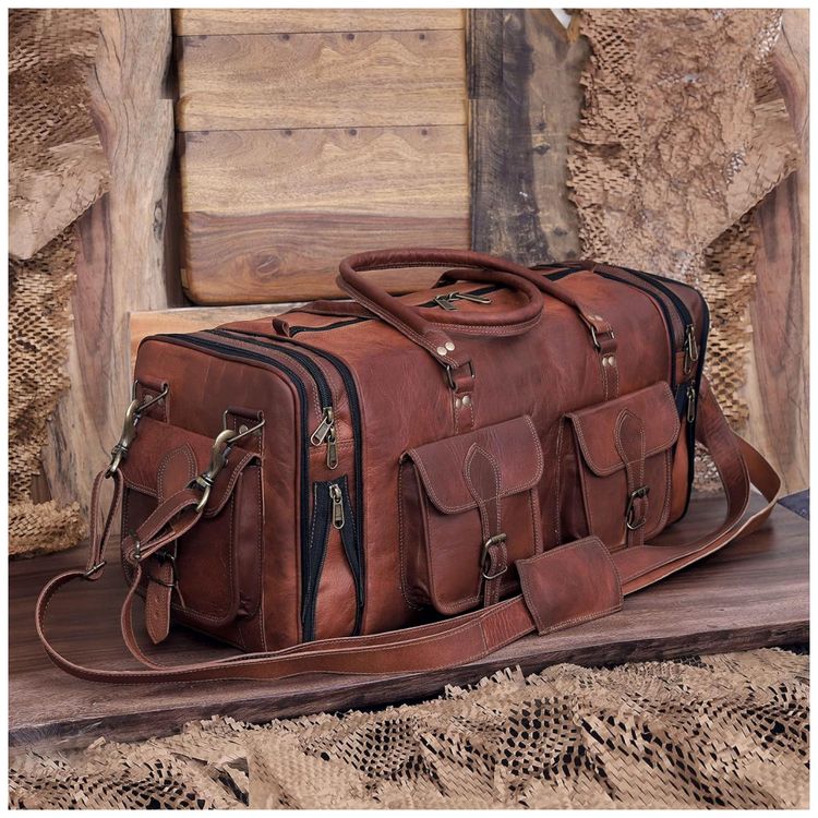 Bolsa-de-Viagem-Masculina-Classica-de-Couro-C-CUERO-Marrom-foto-1