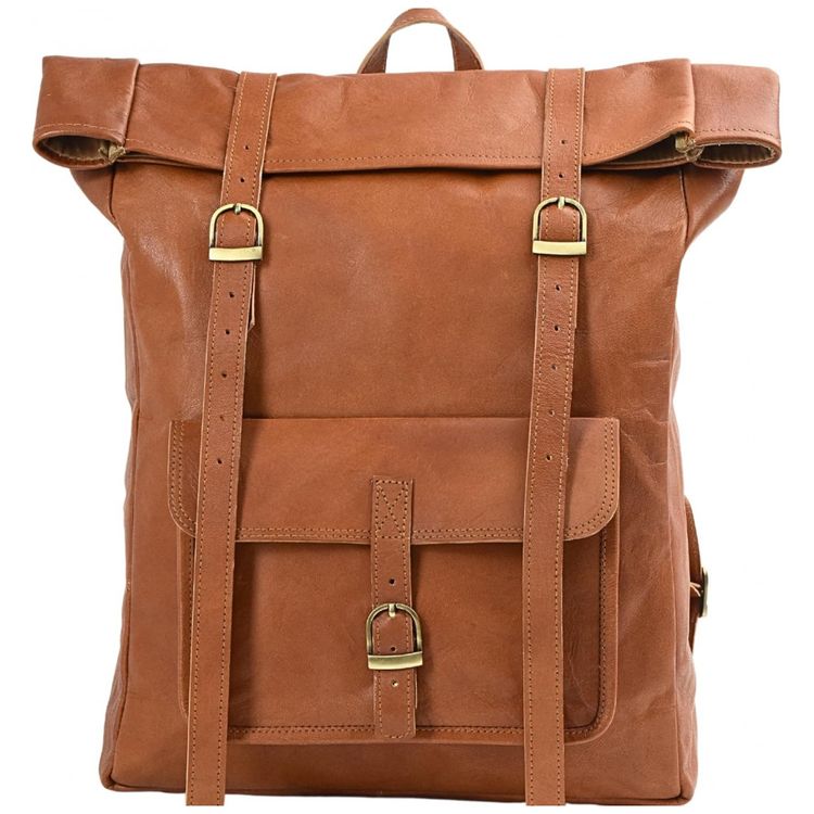 Mochila-Unissex-para-Laptop-de-Couro-VOLKSY-BAGS-Marrom-foto-0