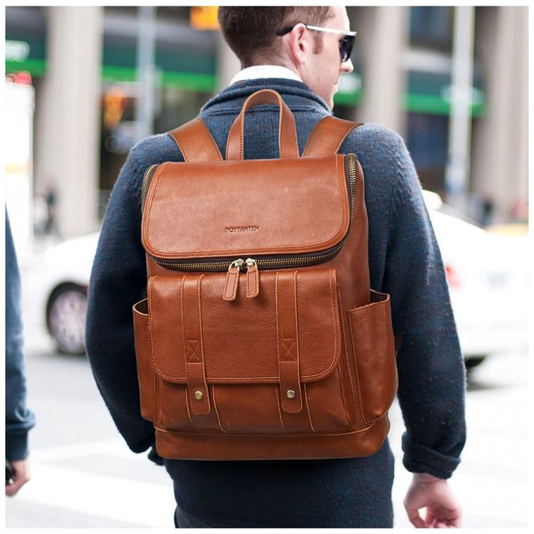 Mochila-Masculina-para-Laptop-de-Couro-BOSTANTEN-Marrom-foto-1