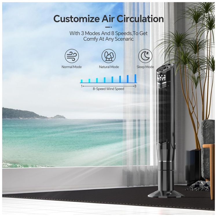 Ventilador-de-Torre-Kismile-com-8-Velocidades-Controle-foto-1