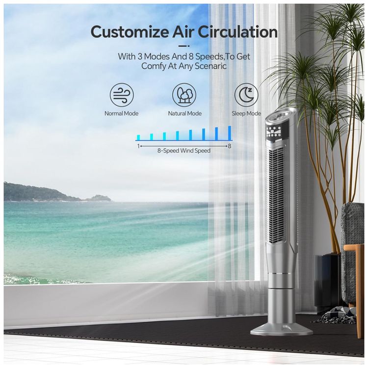Ventilador-de-Torre-com-8-Velocidades-Controle-Remoto-e-foto-1