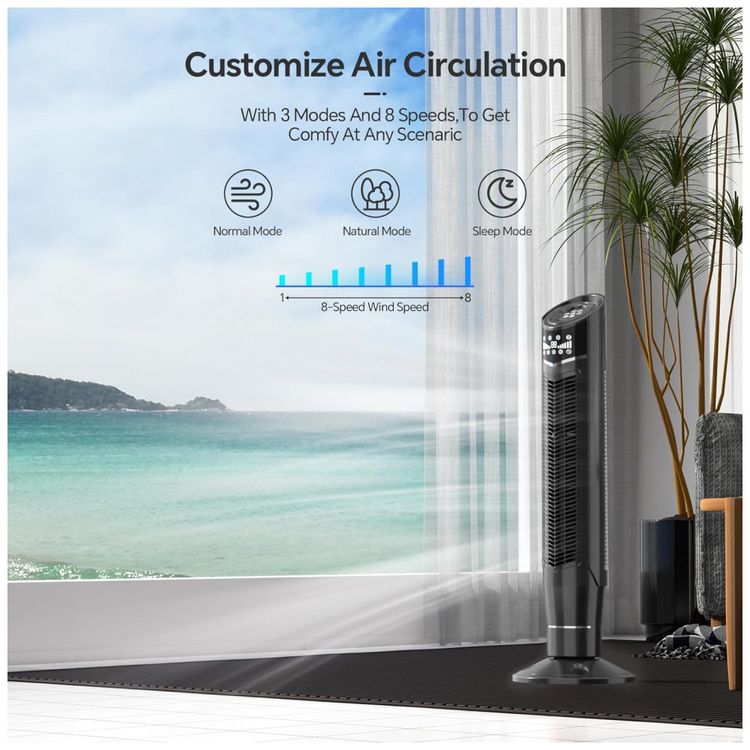 Ventilador-de-Torre-Kismile-com-8-Velocidades-Controle-foto-1