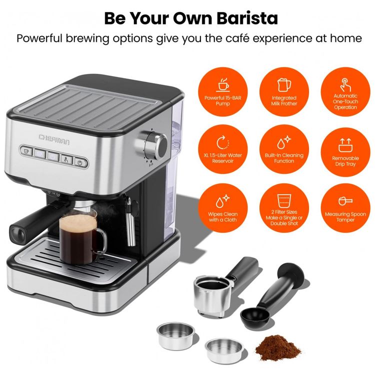 Maquina-de-Cafe-Expresso-6-em-1-Chefman-15-Bar-de-Potencia-foto-1